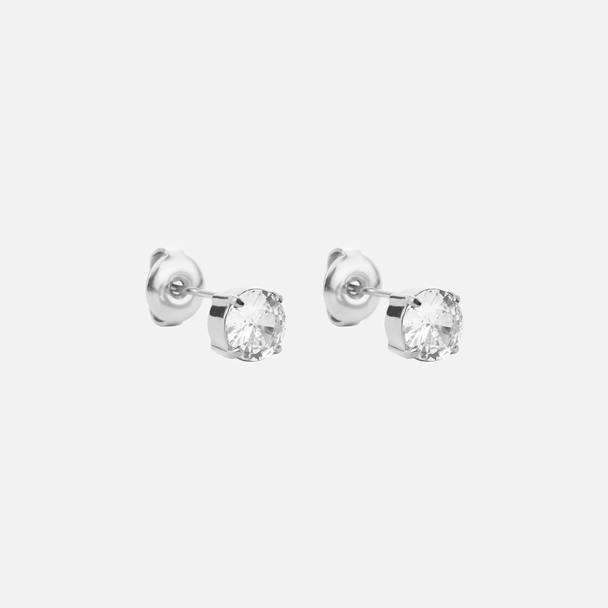 Classic Zirkon Studs Øreringe Sølvfarvet 6mm