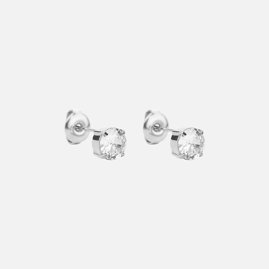 Classic Zirkon Studs Øreringe Sølvfarvet 6mm