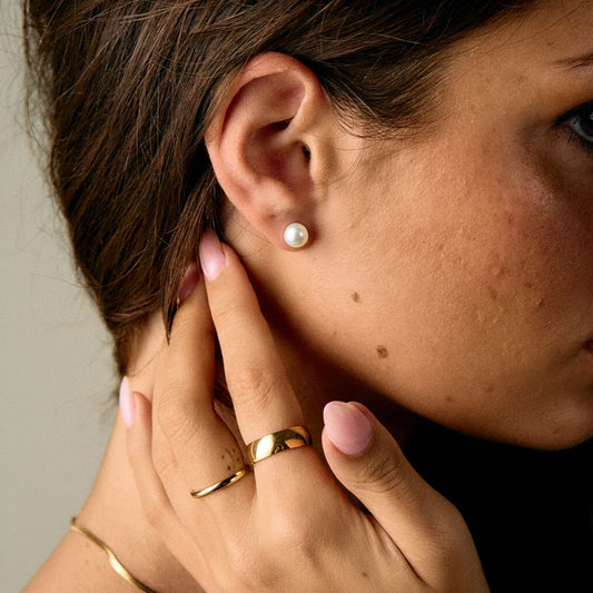 Classic Perlestuds Øreringe 18K Guldbelagt