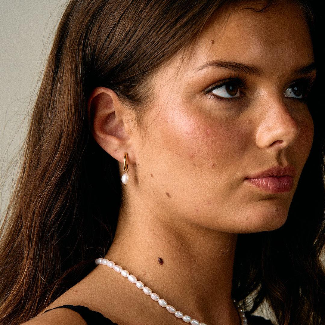Perle Hoops Ferskvandsperler 18K Guldbelagt 14mm