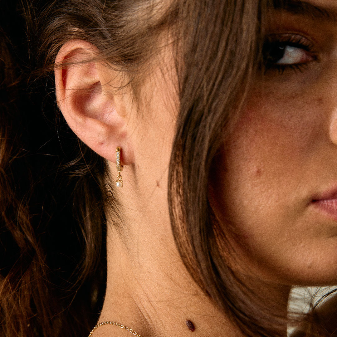 Zirkon Pearl Drops Øreringe 18K Guldbelagt