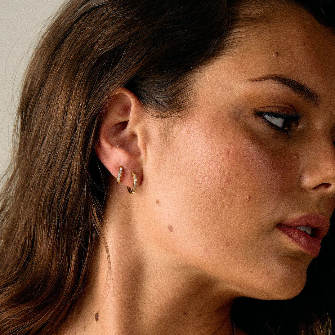 Zircon Øreringe 18K Guldbelagt 14mm