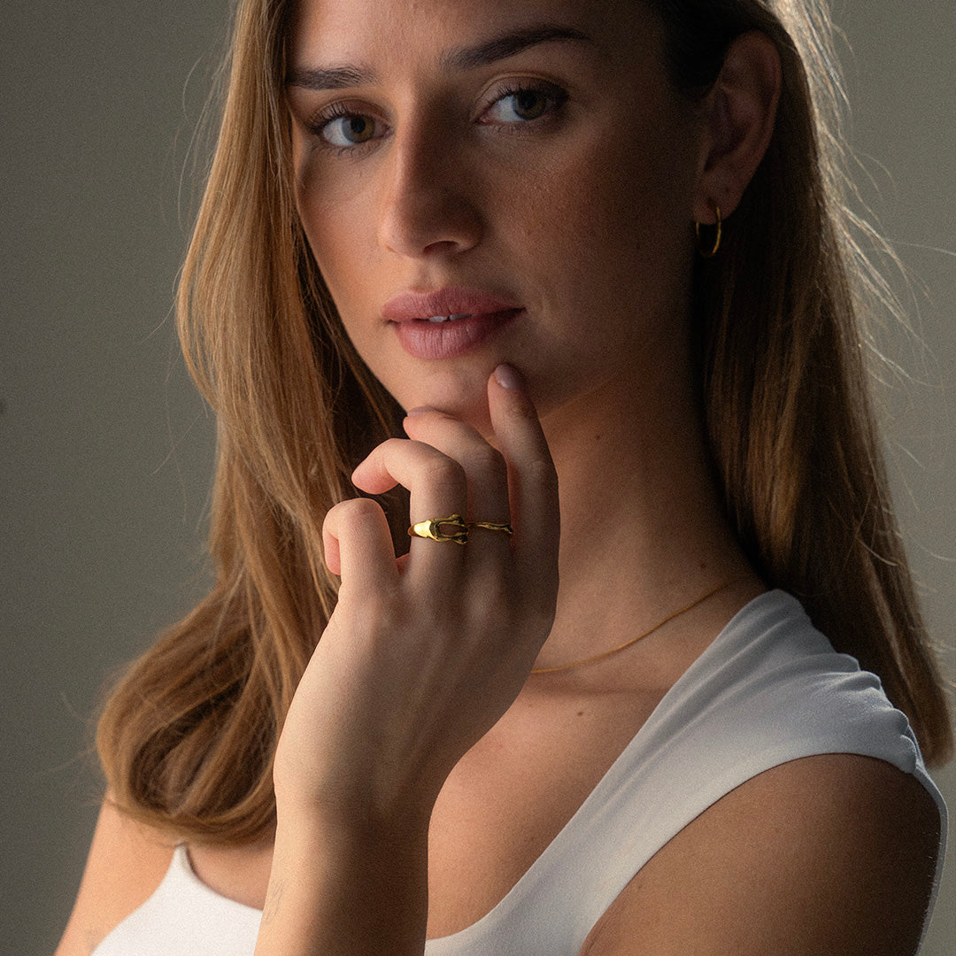 Curve Ring Justerbar 18K Guldbelagt