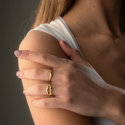 Curve Ring Justerbar 18K Guldbelagt