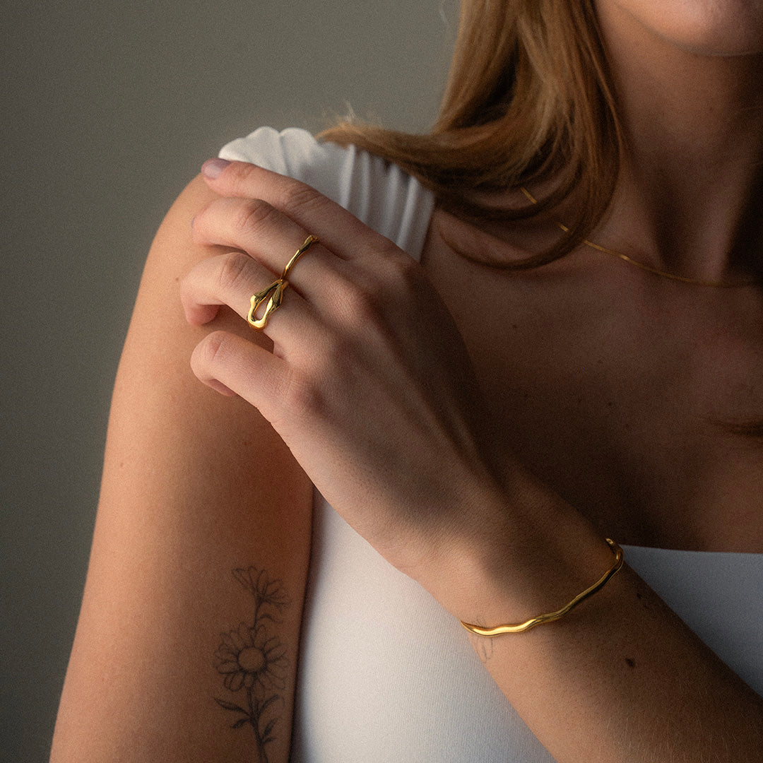 Curve Bangle Justerbar 18K Guldbelagt 3mm