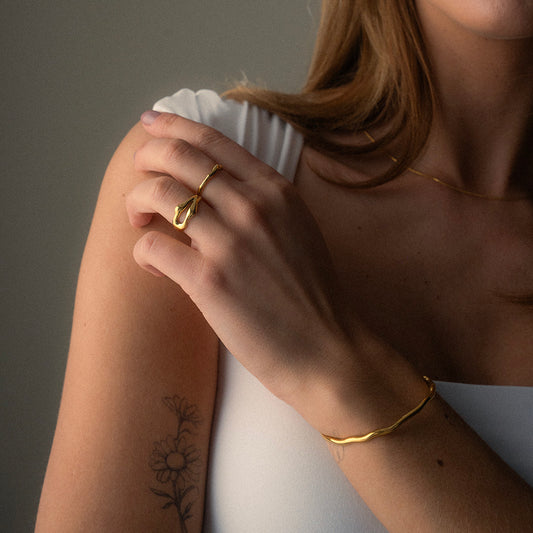 Curve Bangle Justerbar 18K Guldbelagt 3mm