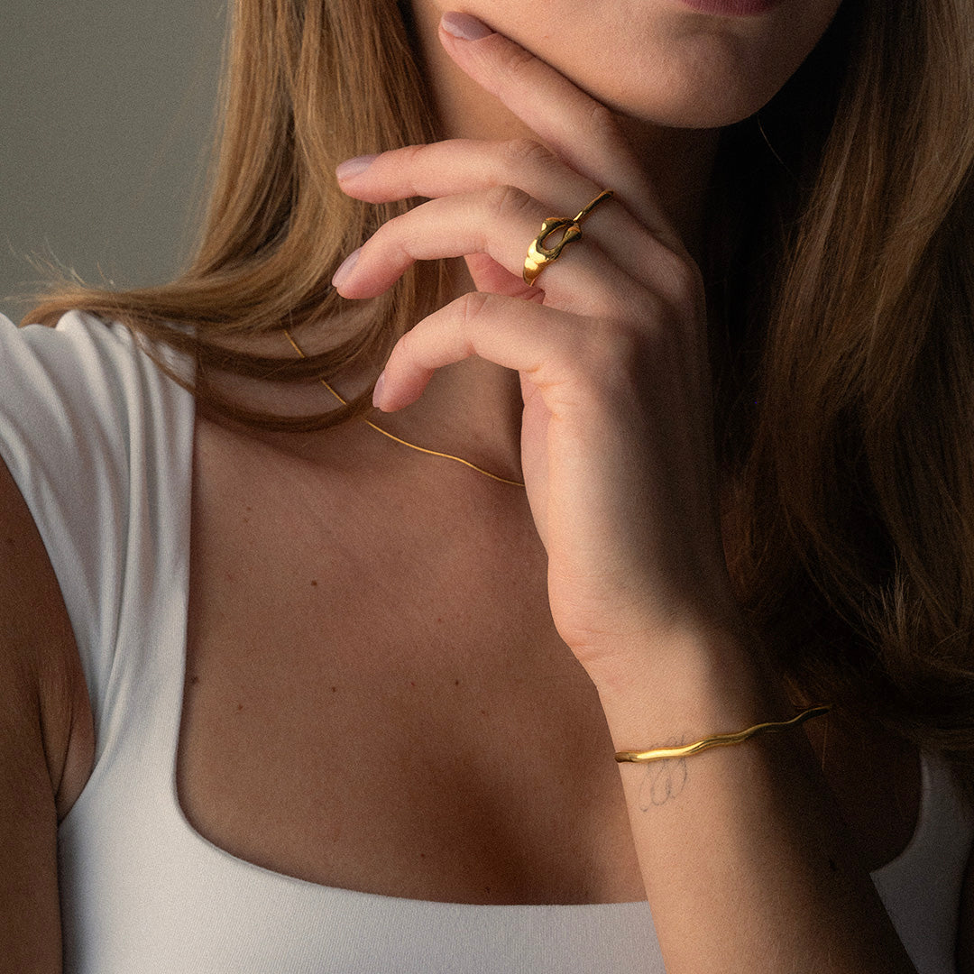 Curve Bangle Justerbar 18K Guldbelagt 3mm