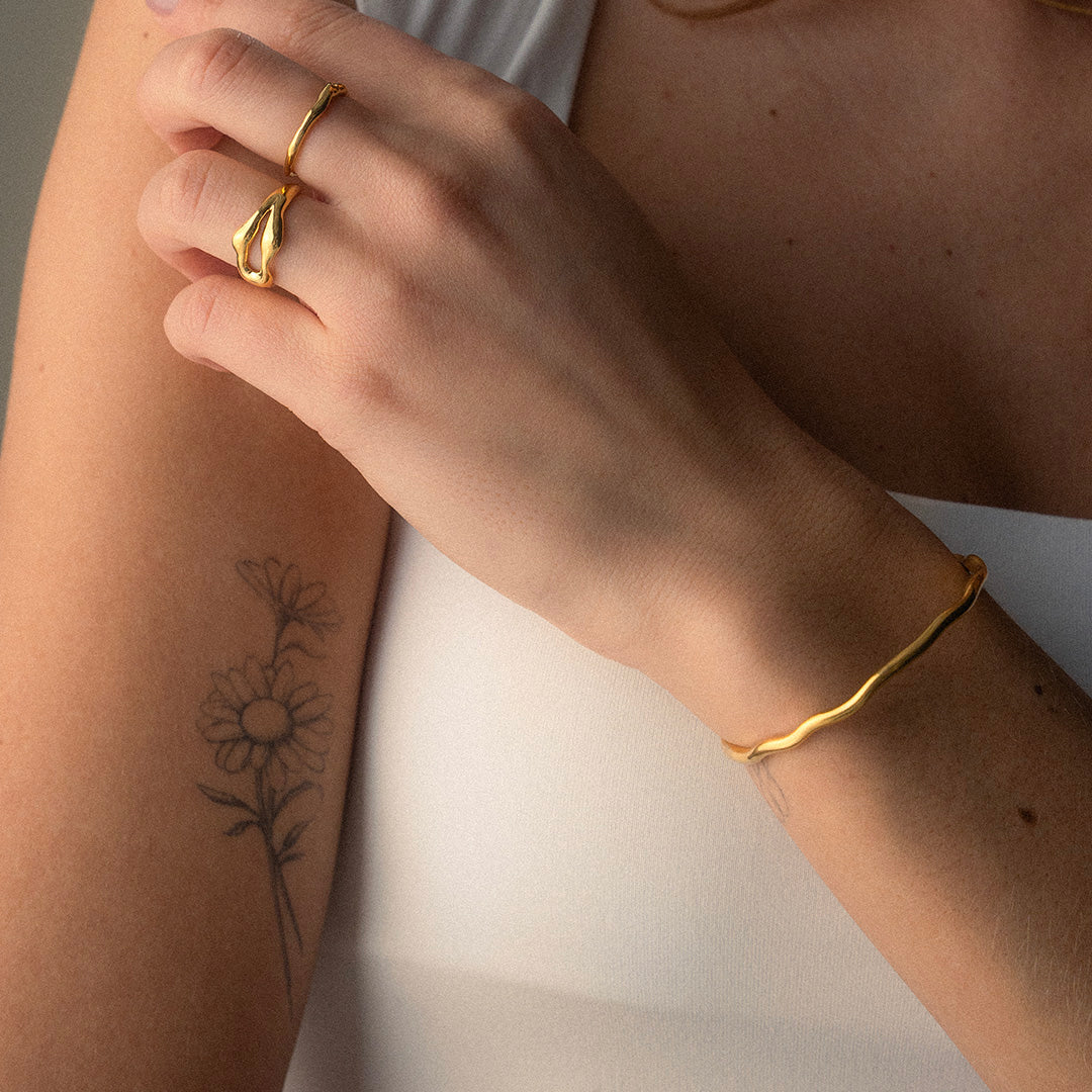 Curve Bangle Justerbar 18K Guldbelagt 3mm