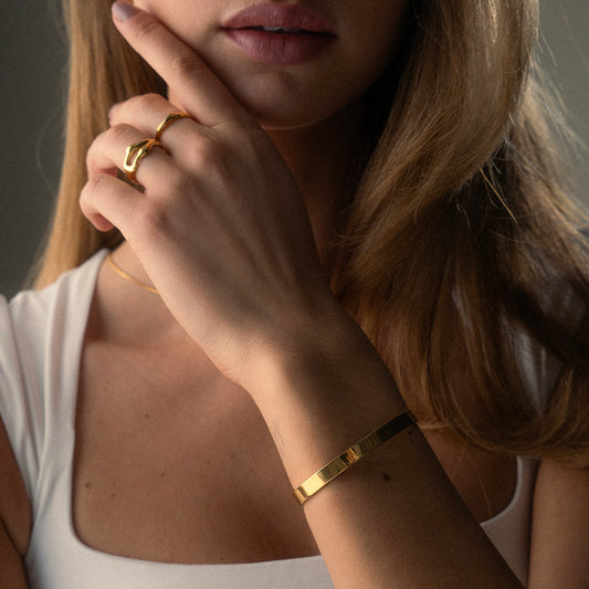 Basic Bangle Justerbar 18K Guldbelagt 6mm