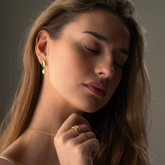 Melted Drop Perleøreringe 18K Guldbelagt