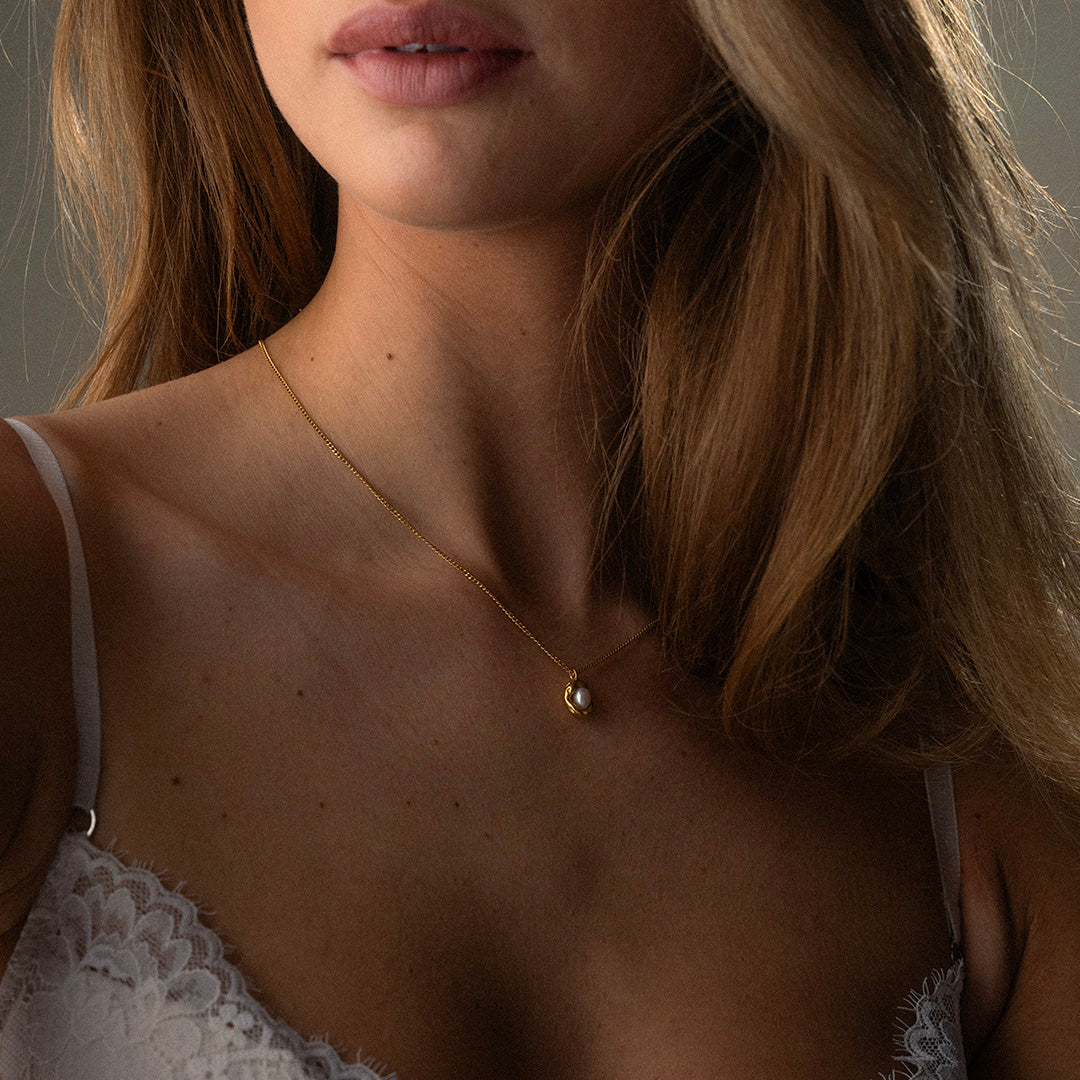 Melted Perlehalskæde 18K Guldbelagt