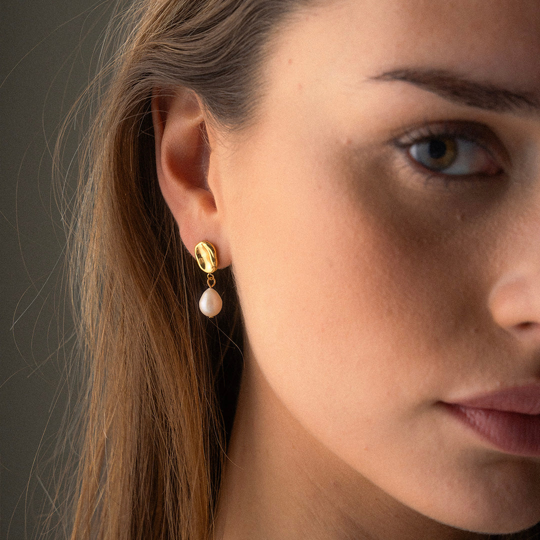 Melted Drop Perleøreringe 18K Guldbelagt
