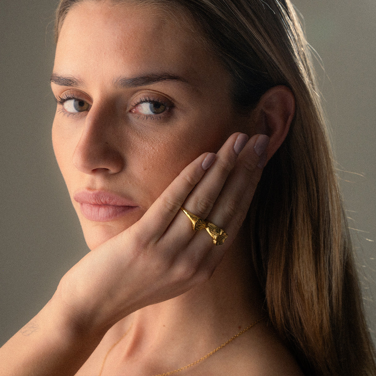 Hammered Heart Ring 18K Guldbelagt
