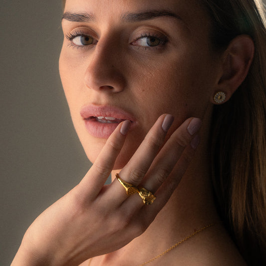 Hammered Heart Ring 18K Guldbelagt