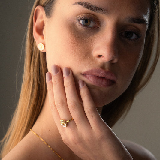 Marguerit Ring 18K Guldbelagt 12mm