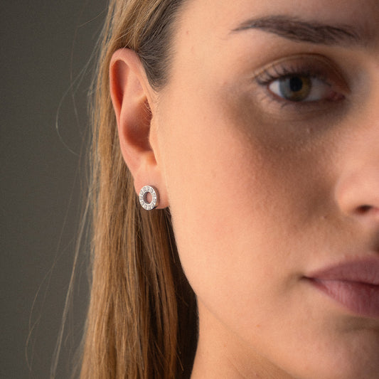 Circle Zirkon Øreringe Sølvfarvet 10mm