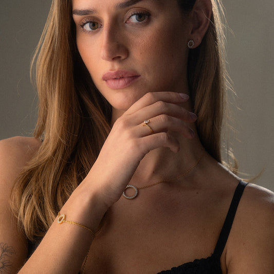 Circle Zirkon Armbånd 18K Guldbelagt 12mm