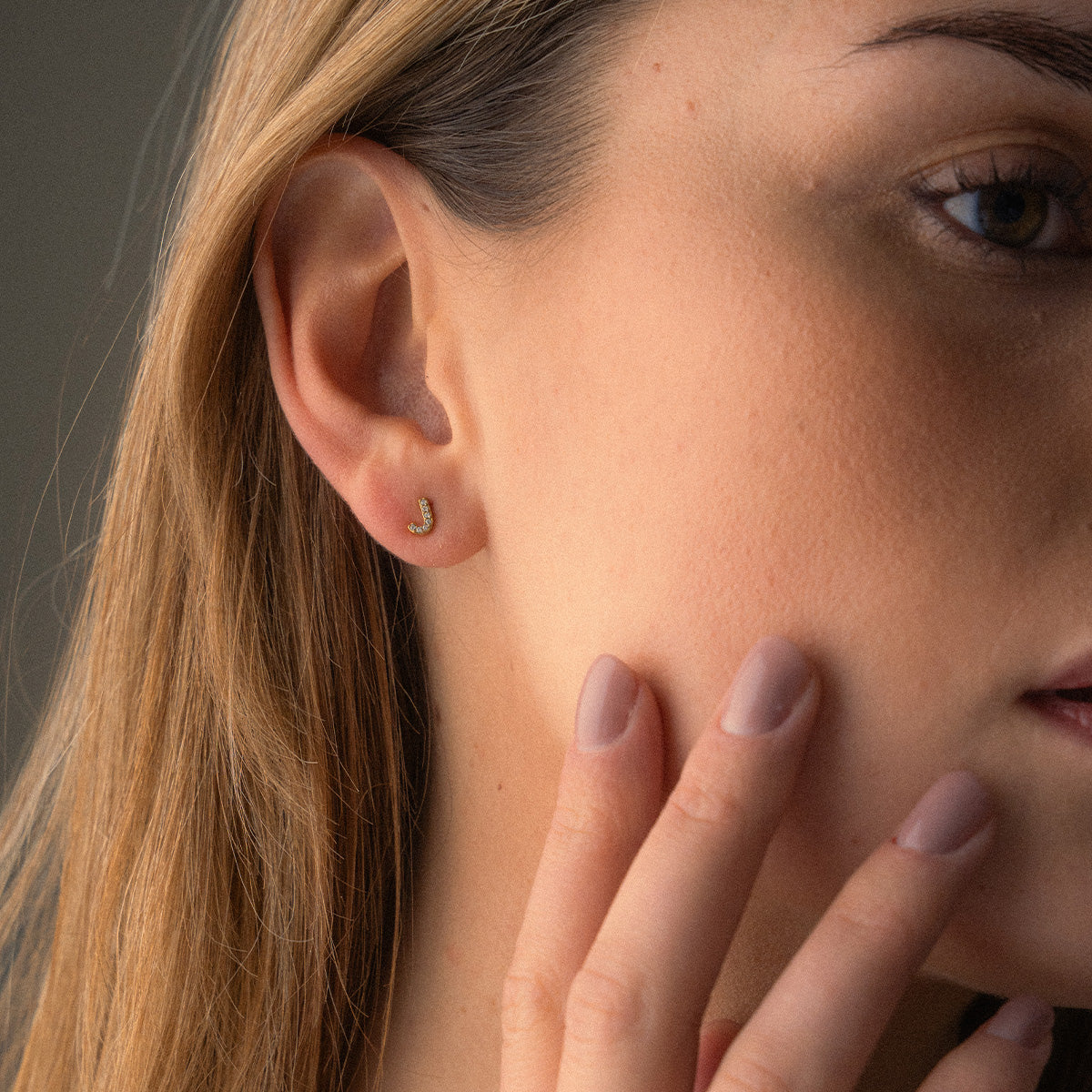 Bogstav Zirkon Øreringe 18K Guldbelagt