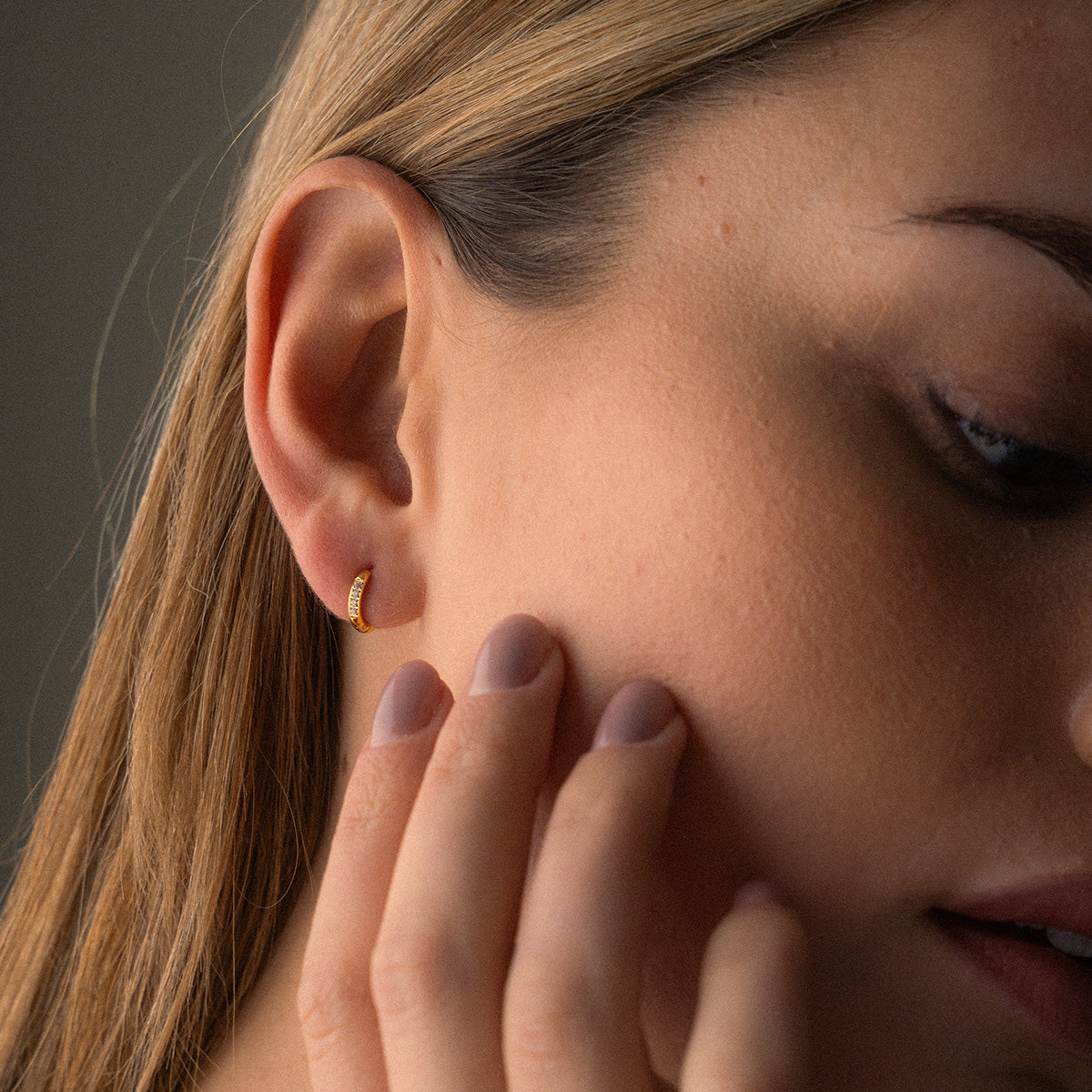 Zirkon Hoops Øreringe 18K Guldbelagt 10mm