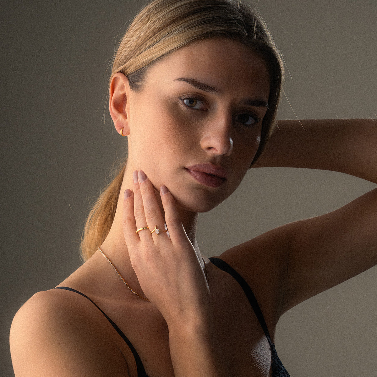 Zirkon Hoops Øreringe 18K Guldbelagt 10mm