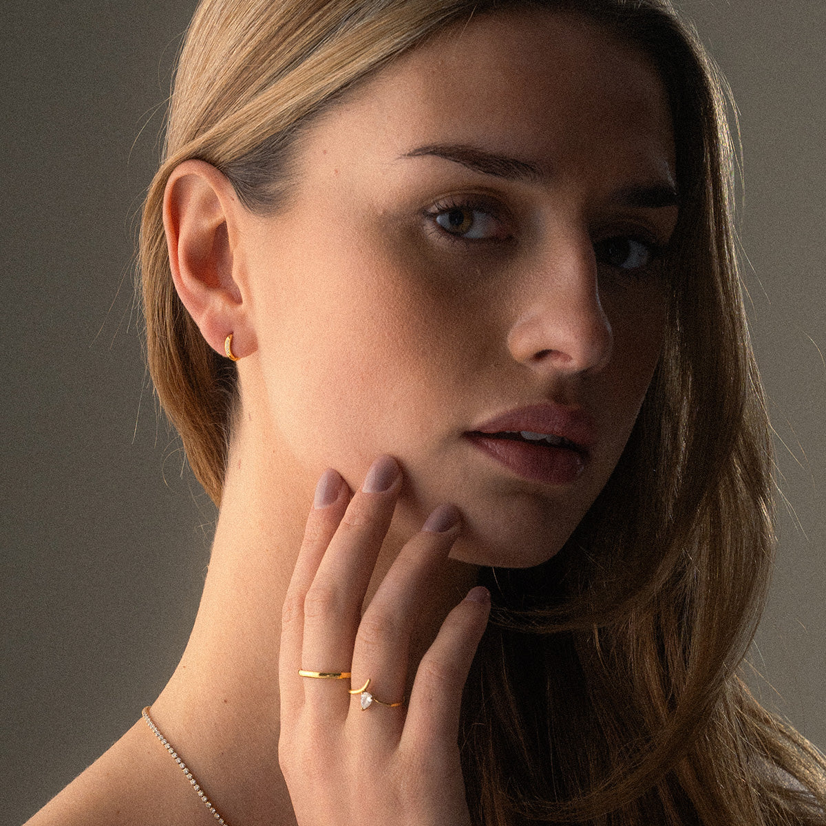 Zirkon Hoops Øreringe 18K Guldbelagt 10mm