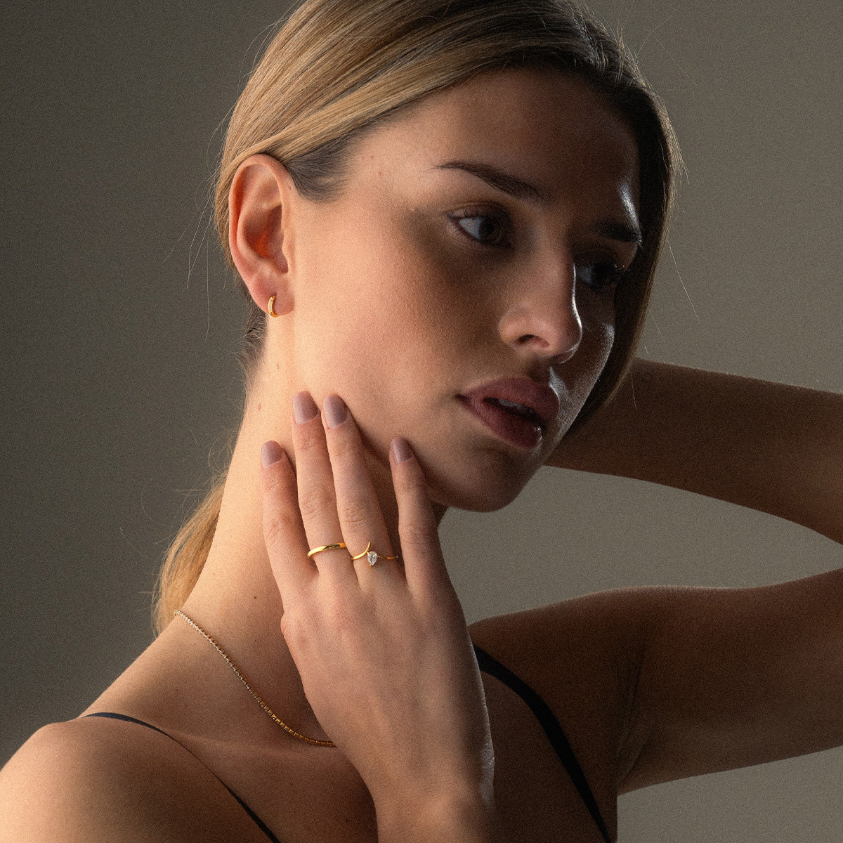 Zirkon Hoops Øreringe 18K Guldbelagt 10mm