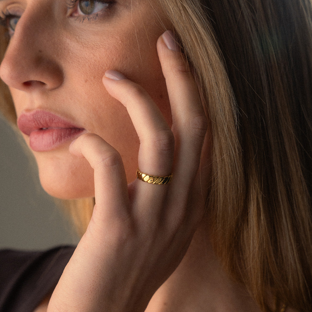 Twist Chain Ring 18K Guldbelagt