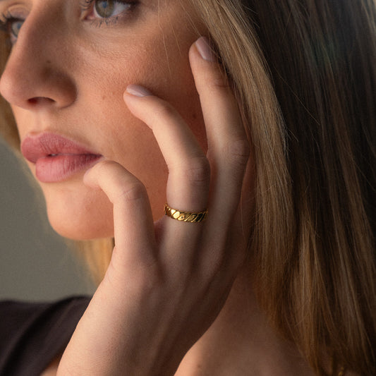 Twist Chain Ring 18K Guldbelagt