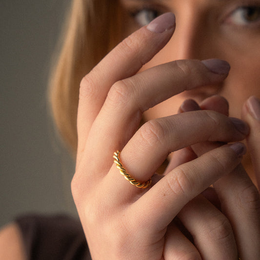Twisted Rope Ring 18K Guldbelagt