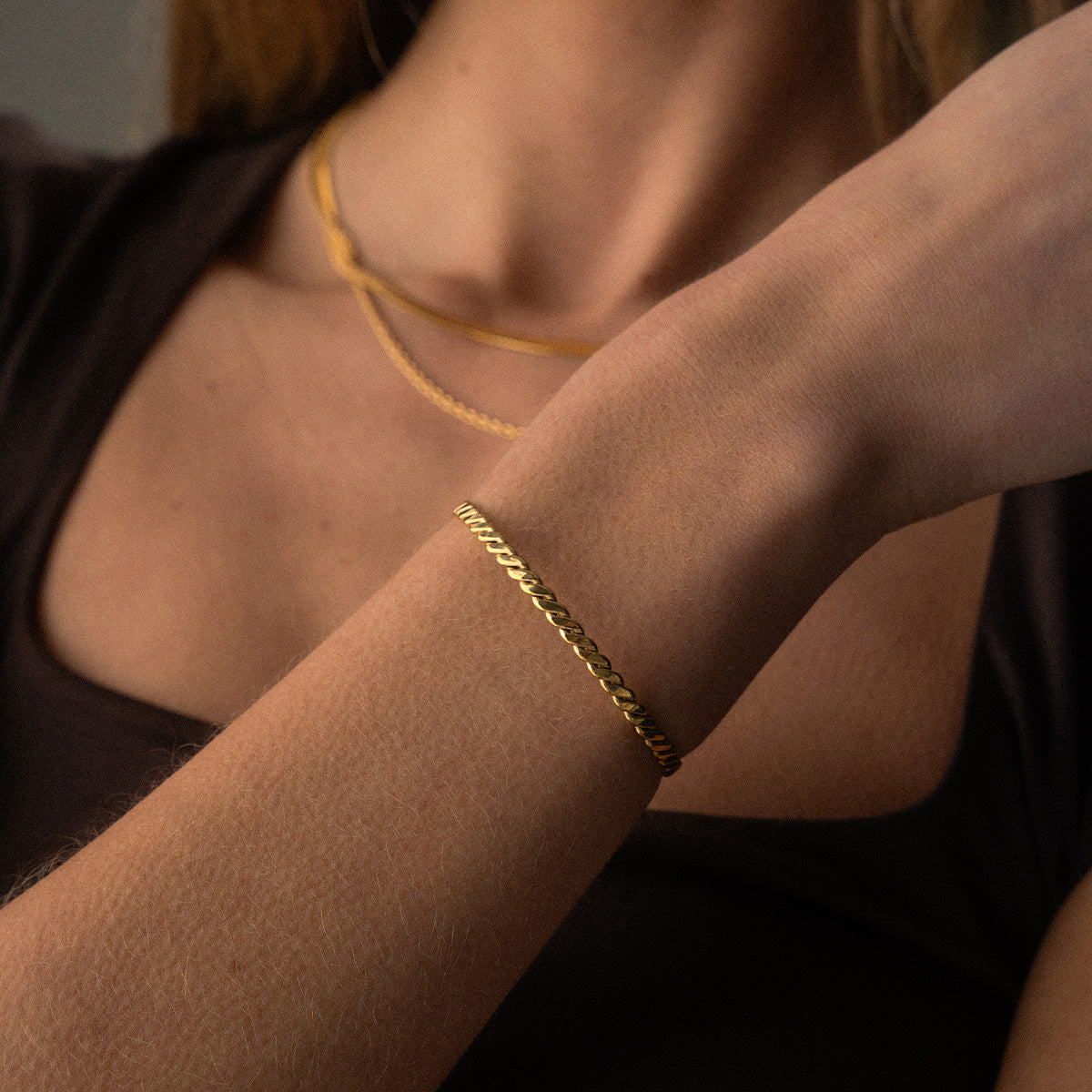 Twisted Bangle Justerbar 18K Guldbelagt 5mm