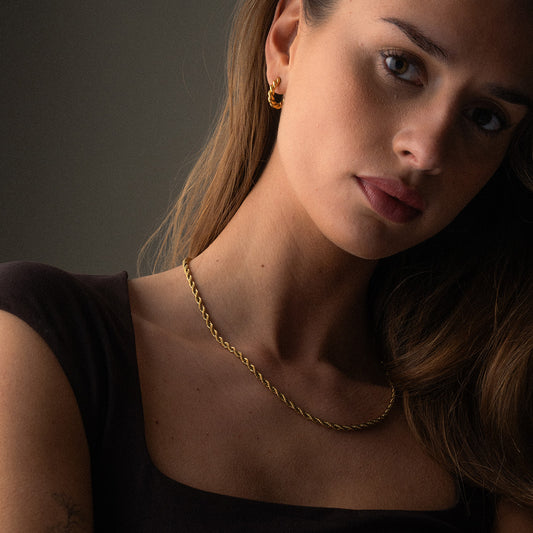 Twisted Rope Halskæde 18K Guldbelagt 4mm