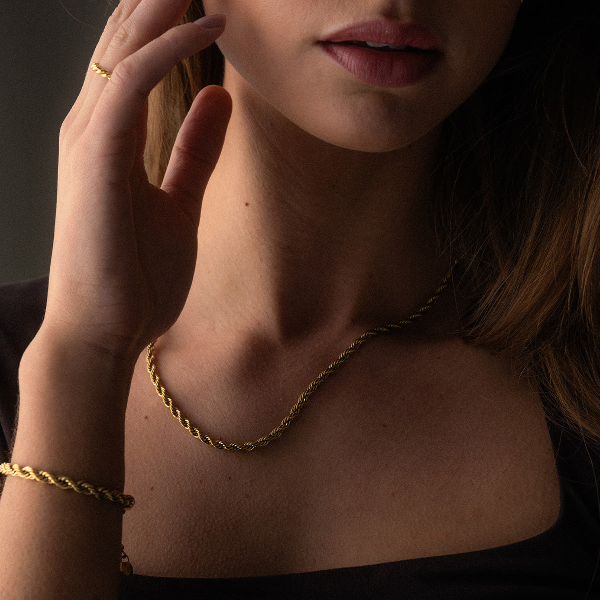 Twisted Rope Halskæde 18K Guldbelagt 4mm