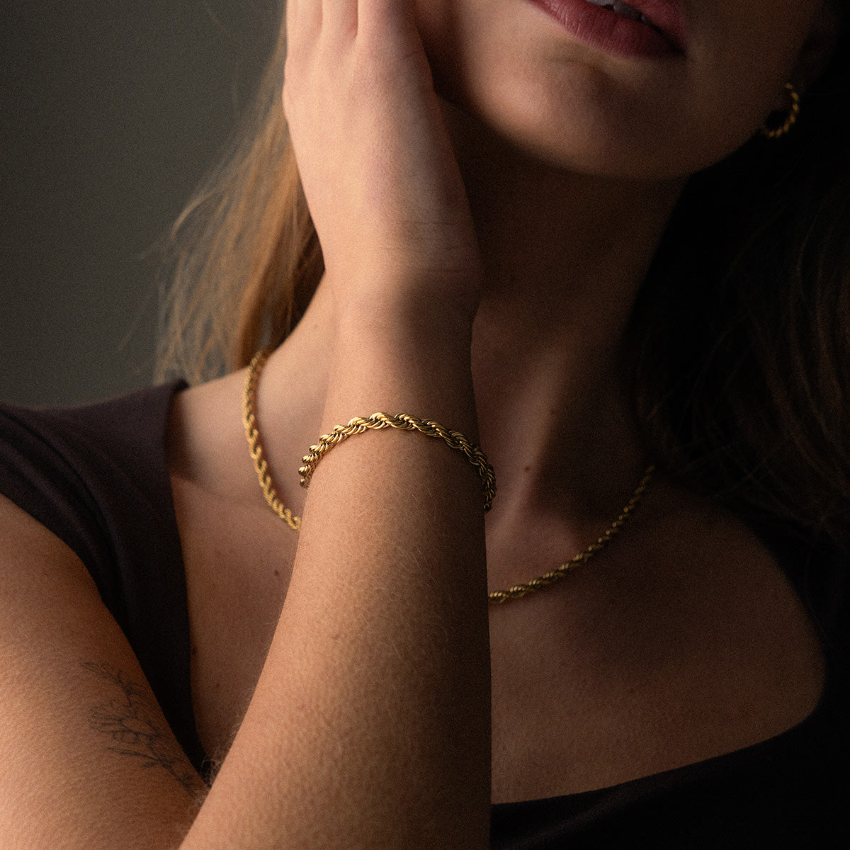 Twisted Rope Armbånd 18K Guldbelagt 5mm