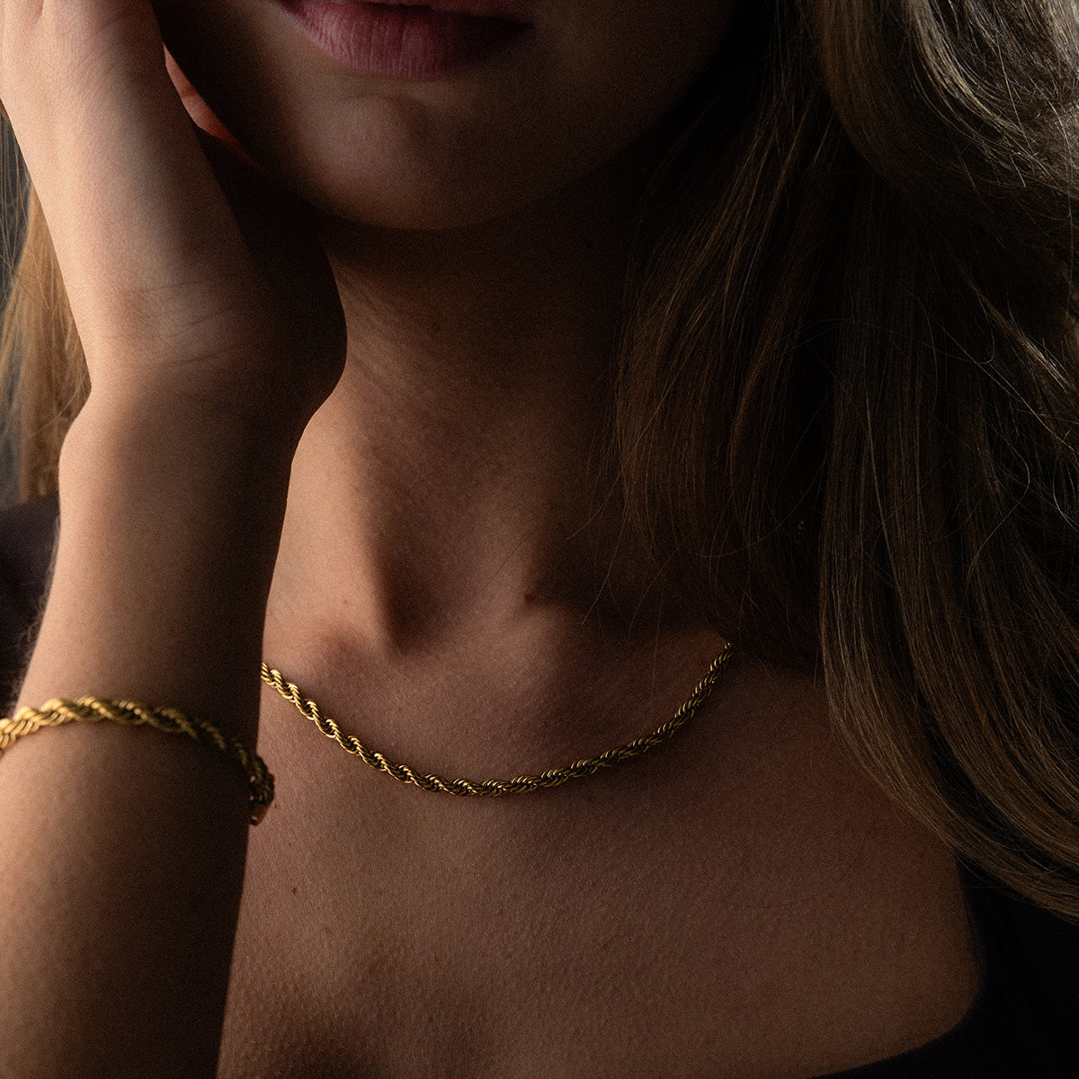 Twisted Rope Halskæde 18K Guldbelagt 4mm