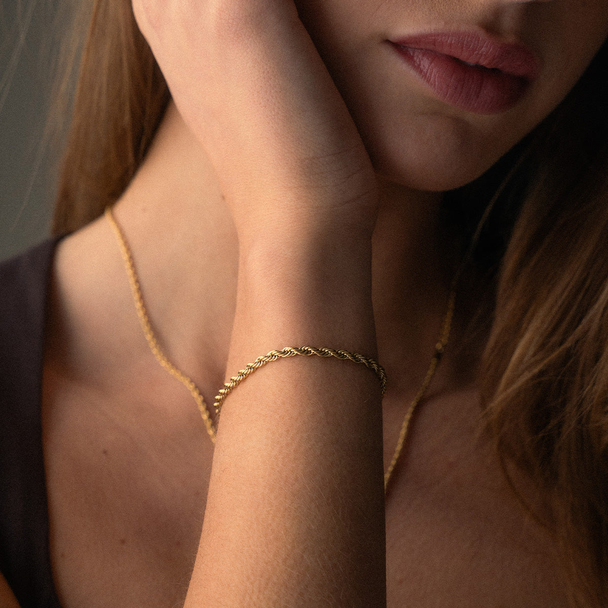 Twisted Rope Armbånd 18K Guldbelagt 3mm
