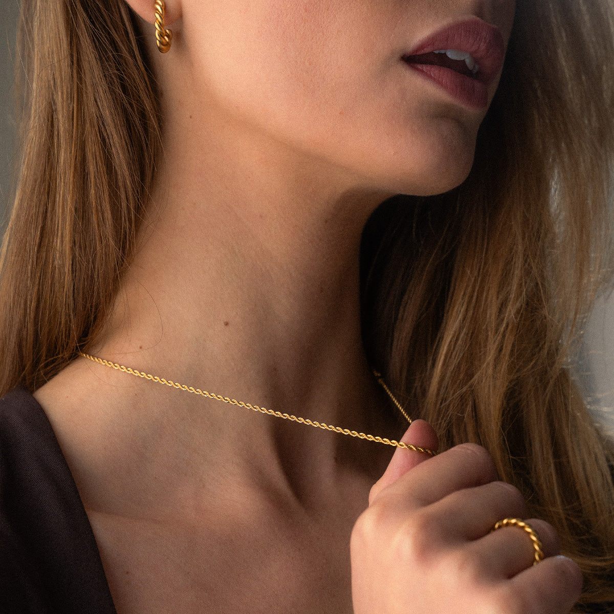 Twisted Rope Halskæde 18K Guldbelagt 2mm