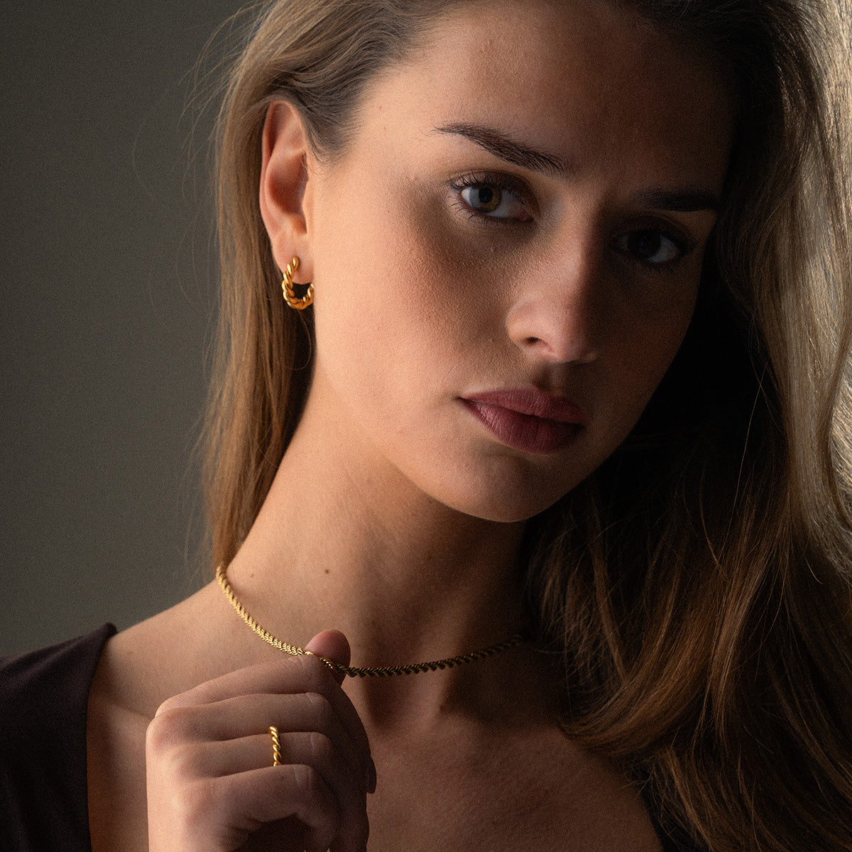 Twisted Rope Øreringe 18K Guldbelagt