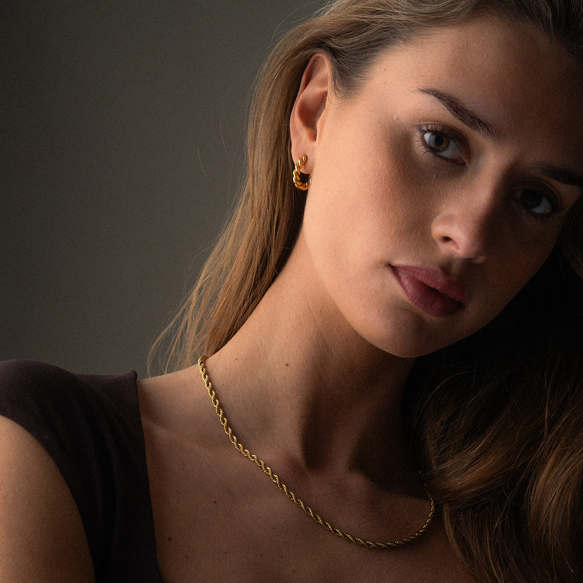 Twisted Rope Øreringe 18K Guldbelagt