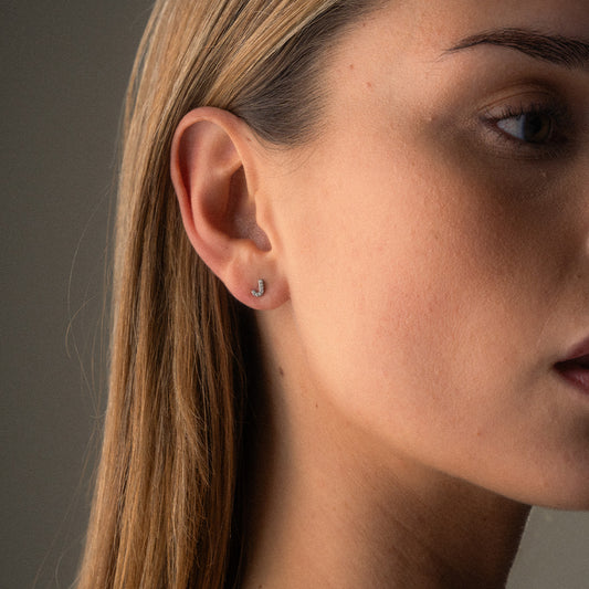 Bogstav Zirkon Øreringe Sølvfarvet