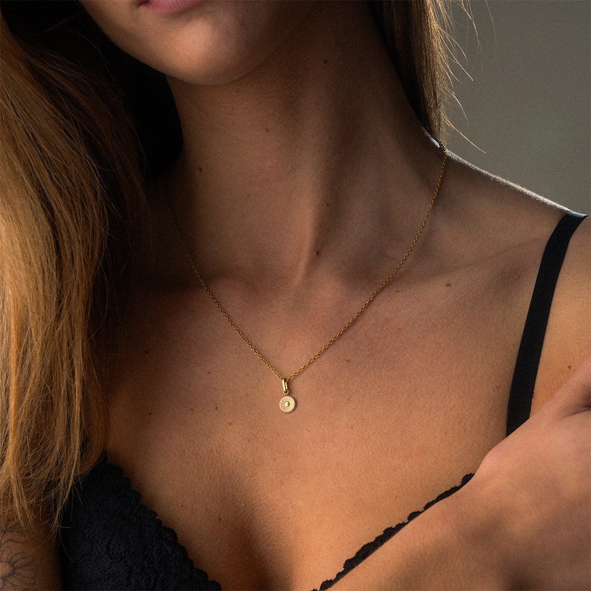 Marguerit Halskæde 18K Guldbelagt 8mm