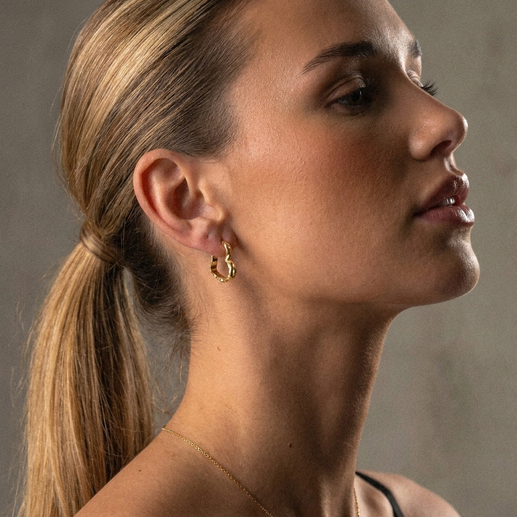 Lava Heart Hoops Øreringe 18K Guldbelagt