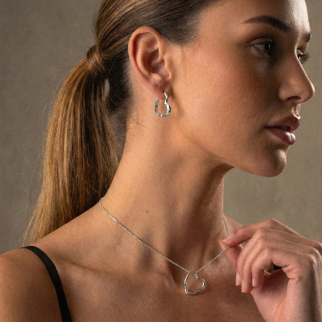 Lava Heart Hoops Øreringe Sølvfarvet