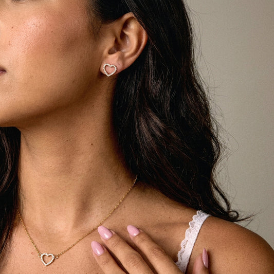 Heart Zirkon Øreringe 18K Guldbelagt 12mm