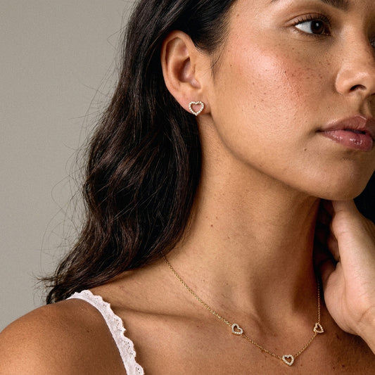 Heart Zirkon Øreringe 18K Guldbelagt 10mm