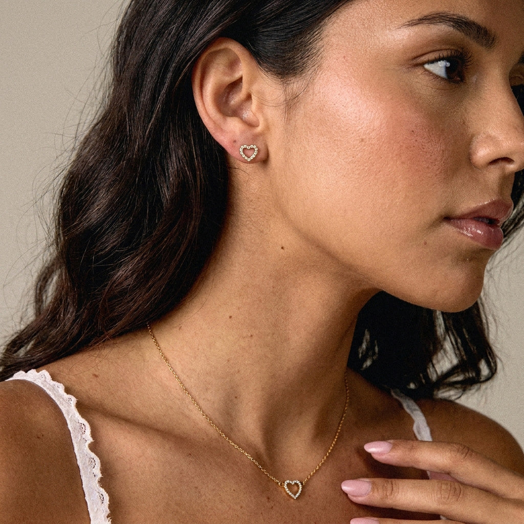 Heart Zirkon Øreringe 18K Guldbelagt 8mm
