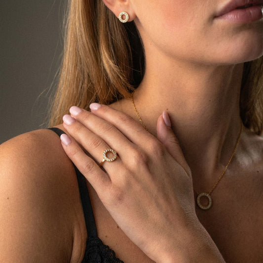 Circle Zirkon Ring 18K Guldbelagt 12mm