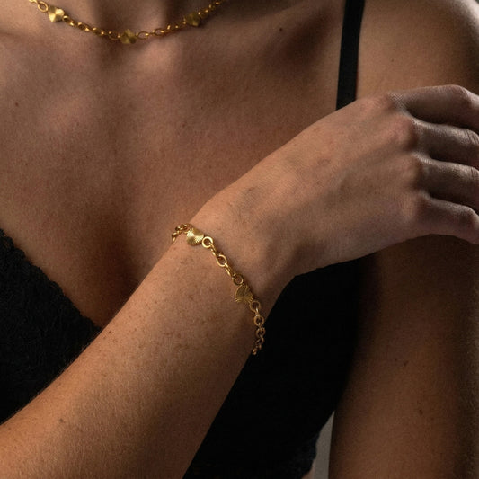 Sunset Heart Link Armbånd 18K Guldbelagt