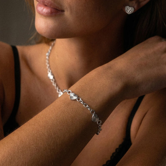 Sunset Heart Link Armbånd Sølvfarvet