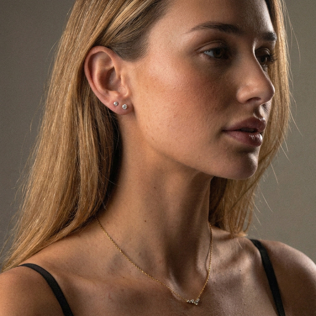 Classic Zirkon Studs Øreringe 18K Guldbelagt 4mm