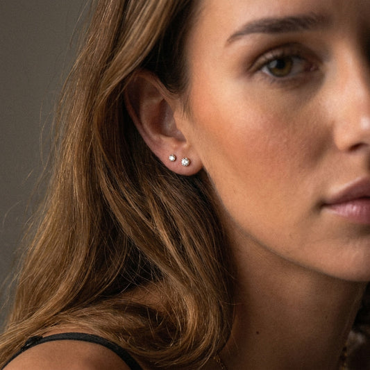 Classic Zirkon Studs Øreringe 18K Guldbelagt 3mm